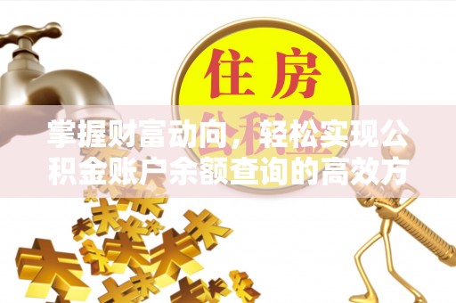 成武掌握财富动向，轻松实现公积金账户余额查询的高效方式