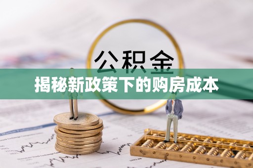 成武揭秘新政策下的购房成本